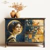 Papier decoupage morwowy FPA1005, Seria Inspired by Klimt, kobiety, zloto, dekoracyjne wzory, kamienie szlachetne, mozaiki, motywy secesyjne * Mulberry decoupage paper FPA1005, women, gold, decorative patterns, gemstones, mosaics, Art Nouveau motifs *Pape